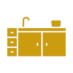 Icon of a kitchen with basic amenities, available in all Galápagos Nomad apartments