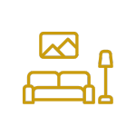 Icon representing the cozy and well-furnished living room areas in Galápagos Nomad accommodations.