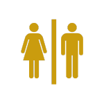 Icon representing the guest bathroom with male and female symbols, indicating accessibility and convenience.