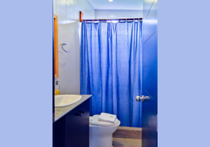 Spacious full bathroom with stylish fixtures, a sleek vanity, and a clean, modern aesthetic.