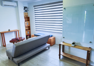 Elegant and cozy living room with a comfortable sofa, stylish decor, and ample natural light.